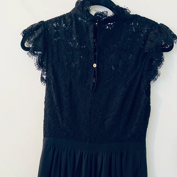 Rachel Zoe black lace paneled floor length gown size 6 - Picture 3 of 8